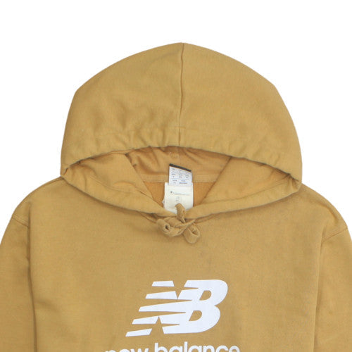 New Balance Men's Brown Pullover Hoodie L Logo Fleece Sweatshirt