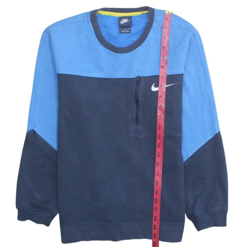Nike Men's Blue Small Pullover Sweatshirt with Zip Pocket