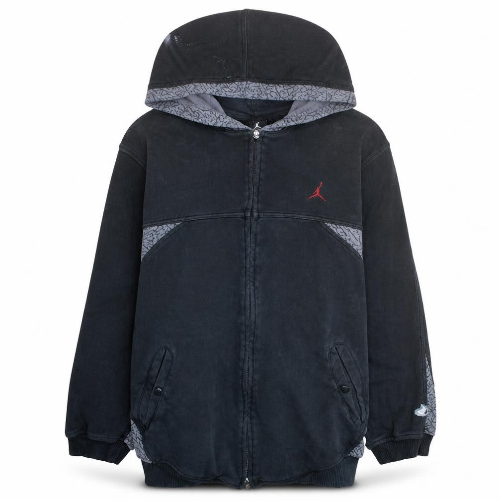 Front view of Jordan Men's Black Full Zip Hoodie L Fleece Sportswear