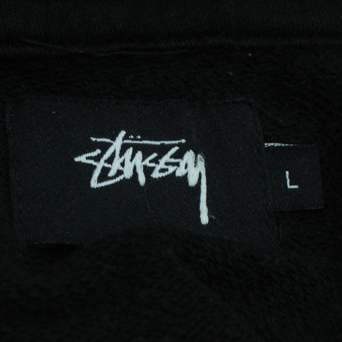 Stussy Men Black Pullover Hoodie L Graphic Print World Tour Cotton