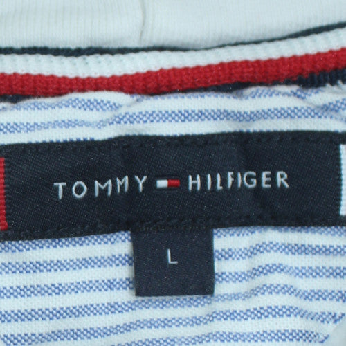 Tommy Hilfiger Mens White L Pullover Hoodie Embroidered Logo Cotton Blend