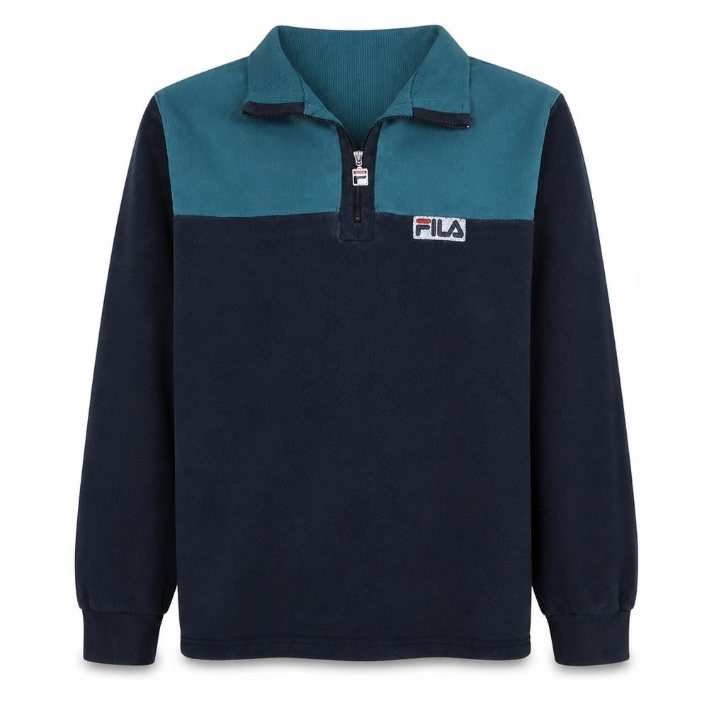 Fila Men's Blue Retro 1/4 Zip Collared Sweatshirt XL