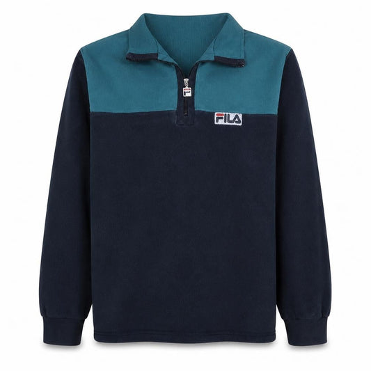 FILA Men's Blue Retro 1/4 Zip Collared Sweatshirt XL