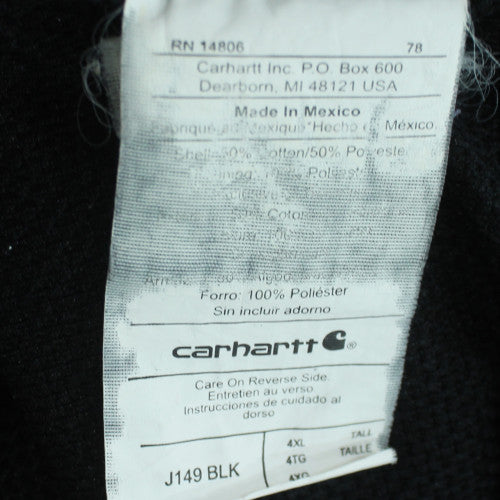Carhartt Men's Black 4XL Tall Full Zip Hooded Work Hoodie