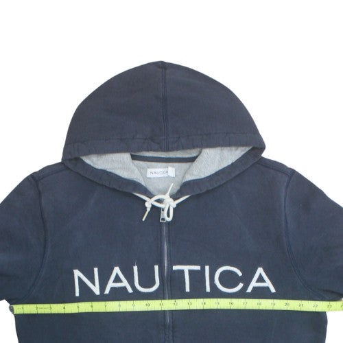 Nautica Men's Blue Full Zip Hoodie L Logo Design Fleece