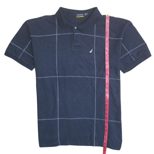 Nautica Men's Blue Check Short Sleeve Cotton Polo Shirt XXL