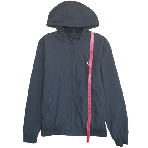 Fred Perry Men's Black Hooded Windbreaker Jacket Size M