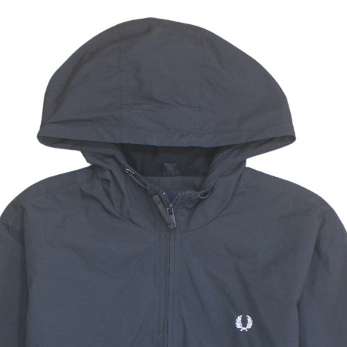 Fred Perry Men's Black Hooded Windbreaker Jacket Size M