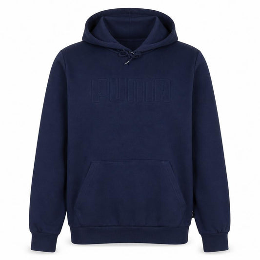 Puma Mens Blue Pullover Hoodie Size M Logo Fleece Hooded Sweatshirt