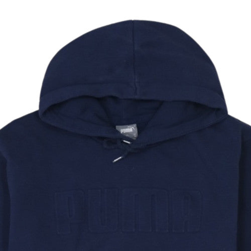 Puma Mens Blue Pullover Hoodie Size M Logo Fleece Hooded Sweatshirt