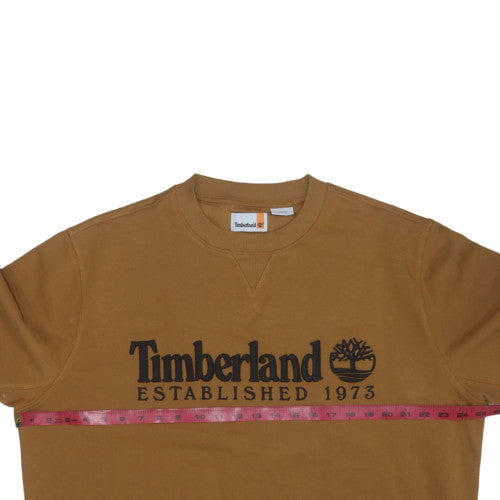 Timberland Men’s Brown XL Regular Fit Embroidered Logo Sweatshirt