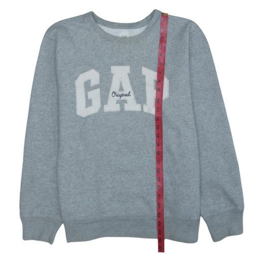 GAP Women Grey Logo Crew Neck Pullover Sweatshirt Size L