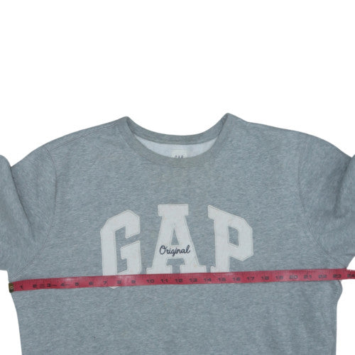 GAP Women Grey Logo Crew Neck Pullover Sweatshirt Size L