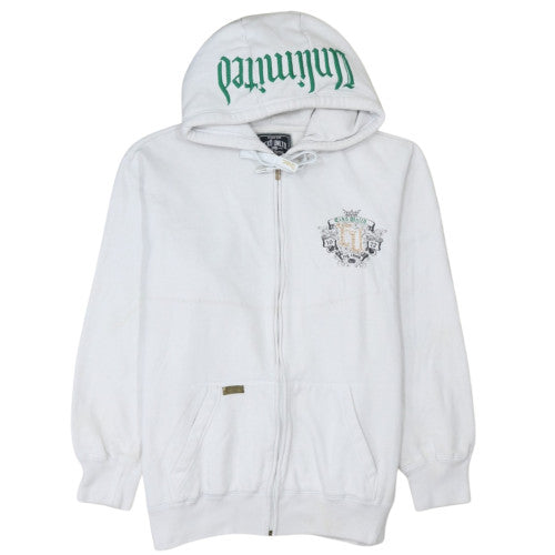 Ecko Unltd Womens White XL Full Zip Hoodie Graphic Crest Design