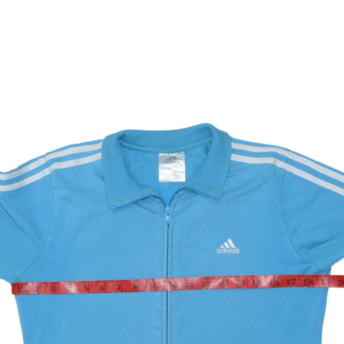Adidas Women's Blue Full Zip Sweatshirt Size 12 Cotton Blend