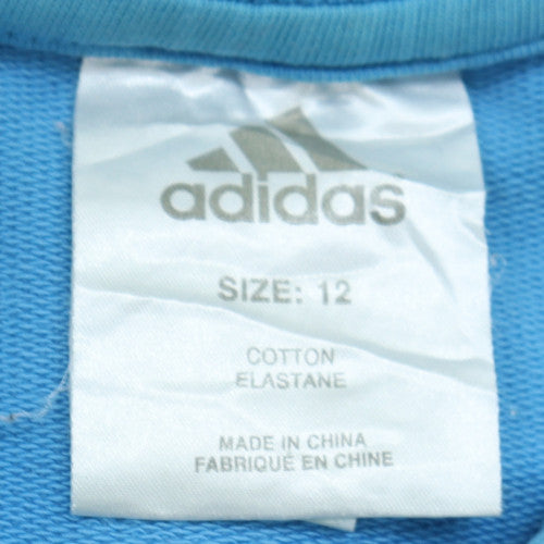 Adidas Women's Blue Full Zip Sweatshirt Size 12 Cotton Blend