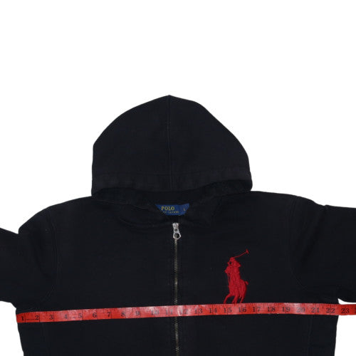 Polo Ralph Lauren Men's Black Full Zip Hoodie Large Red Logo