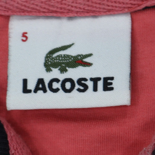 Lacoste Women Pink & Navy Full Zip Sweatshirt Size L Cotton Blend