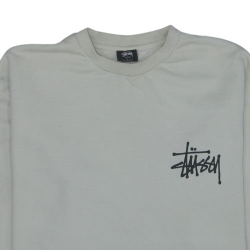 Stussy Men Beige Small Logo Pullover Sweatshirt Crew Neck