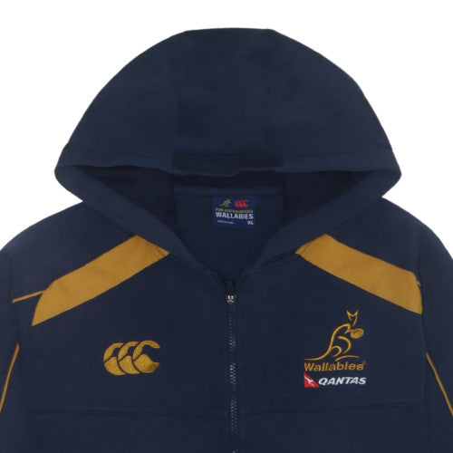 Canterbury Wallabies Men’s Blue XL Full Zip Hoodie Rugby Fleece
