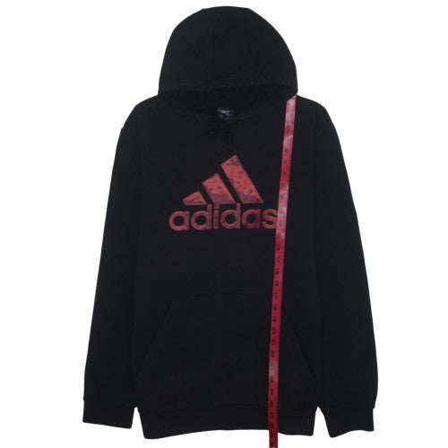 Adidas Mens Black XL Pullover Fleece Hoodie with Red Logo