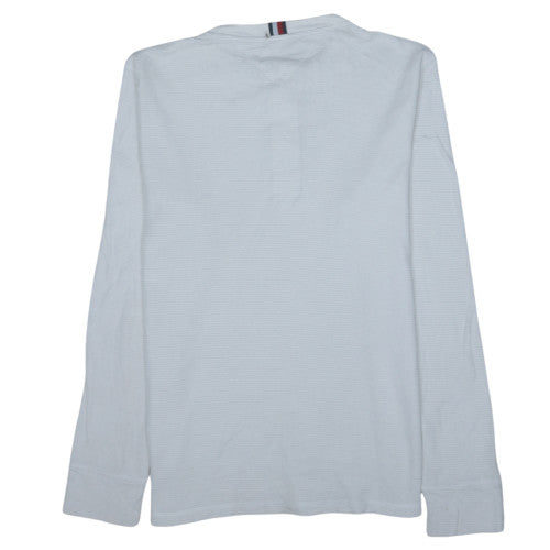 Tommy Hilfiger Men's White Henley Cotton Jumper M Long Sleeve