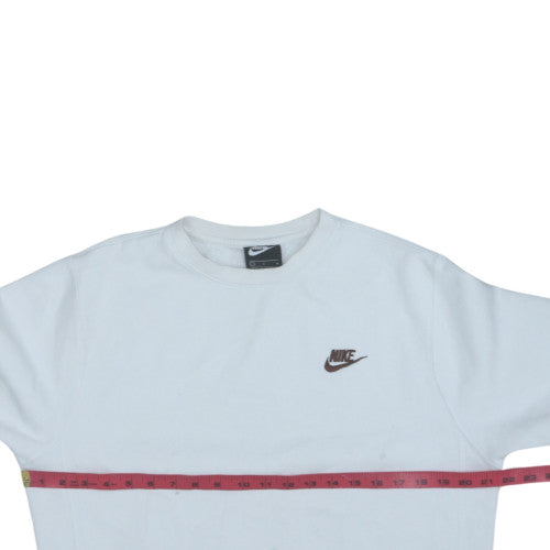 Nike Men's White Small Crew Neck Sweatshirt Cotton Blend Pullover