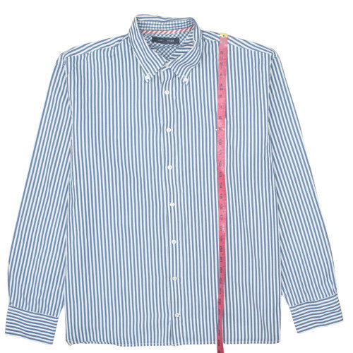 Tommy Hilfiger Men's Blue Striped Button-Down Cotton Shirt XXL