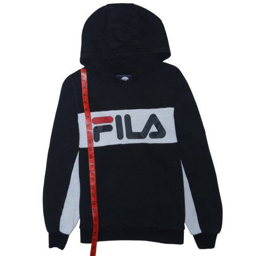 FILA Boys Black Pullover Hoodie 13-15 Years Cotton Blend Logo Design