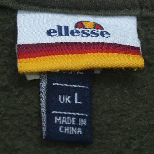Ellesse Men's Green Pullover Hoodie L Regular Fit Fleece Logo Sportswear