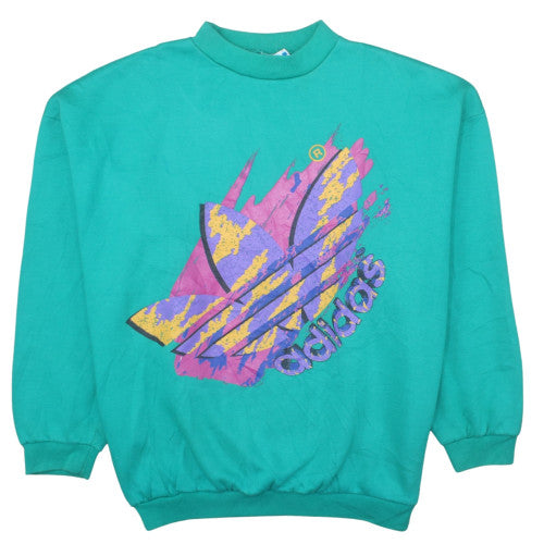 adidas Men's Green XL Vintage 90s Logo Pullover Sweatshirt