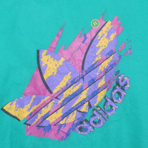 adidas Men's Green XL Vintage 90s Logo Pullover Sweatshirt