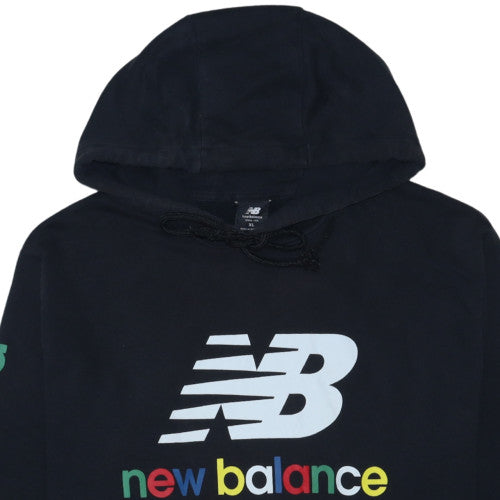New Balance Men's Black XL Pullover Hoodie with Logo Print