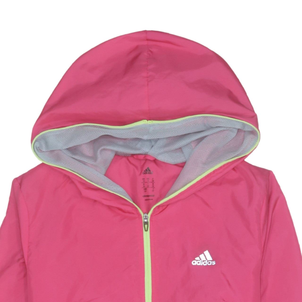 adidas Womens Pink Hooded ClimaProof Windbreaker Jacket Size 10
