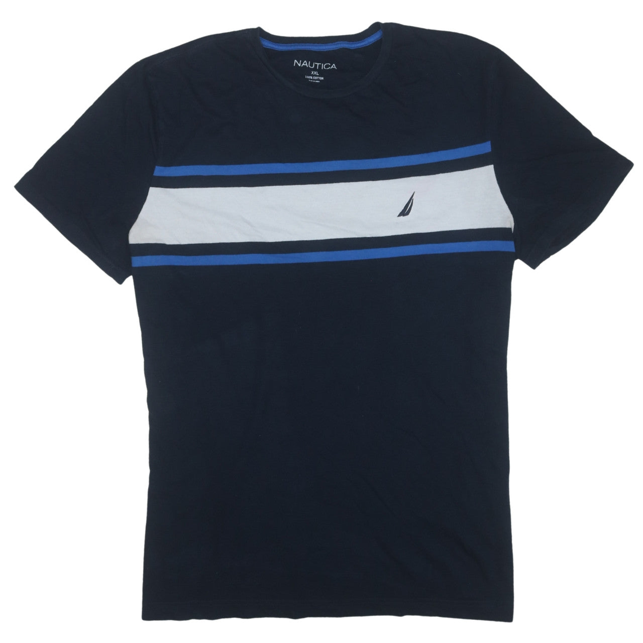 Nautica Men's Blue 2XL Colourblock Cotton Crew Neck T-Shirt