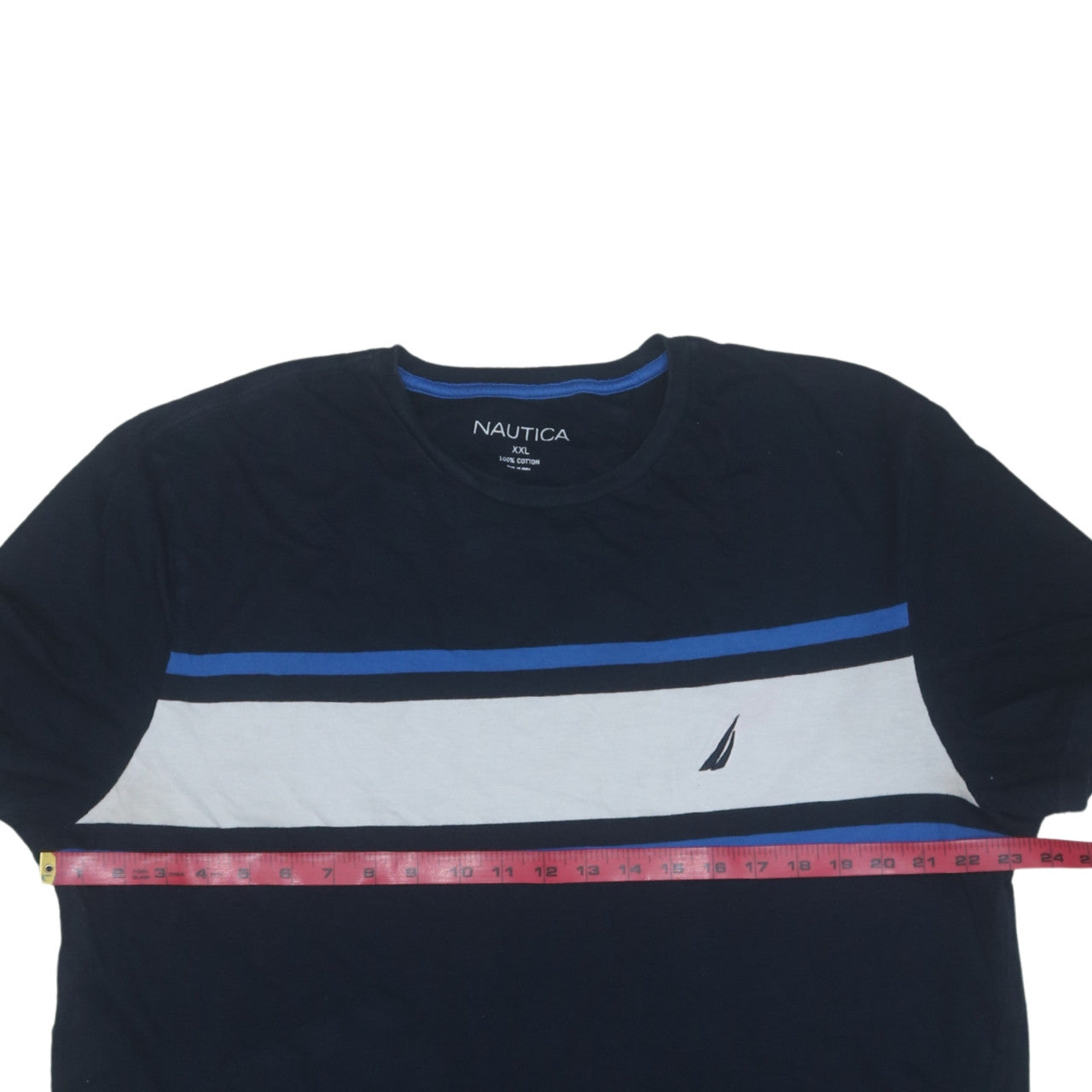 Nautica Men's Blue 2XL Colourblock Cotton Crew Neck T-Shirt