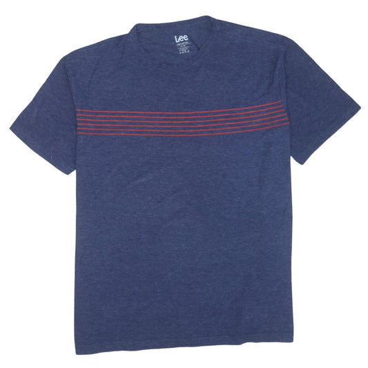 Lee Men's Blue XL Pima Cotton Striped Crew Neck T-Shirt