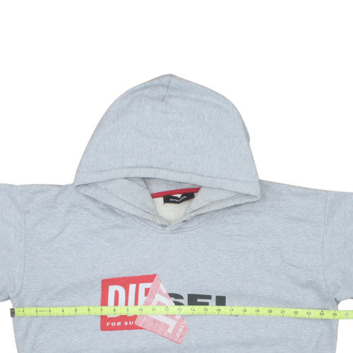 Diesel Men's Grey Pullover Hoodie Logo Print Size M