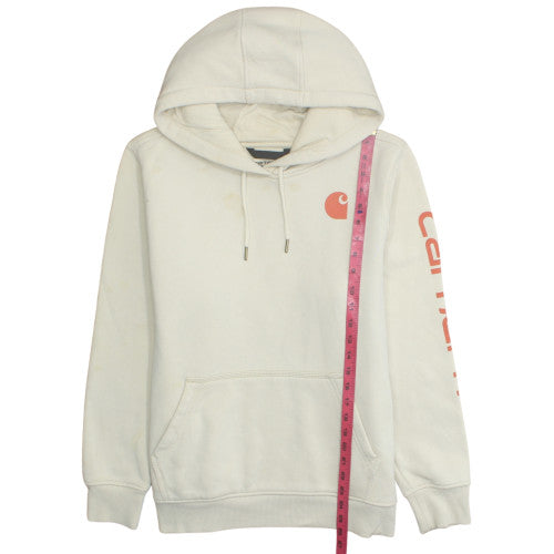 Carhartt Men Ivory XL Pullover Hoodie Relaxed Fit Fleece Logo