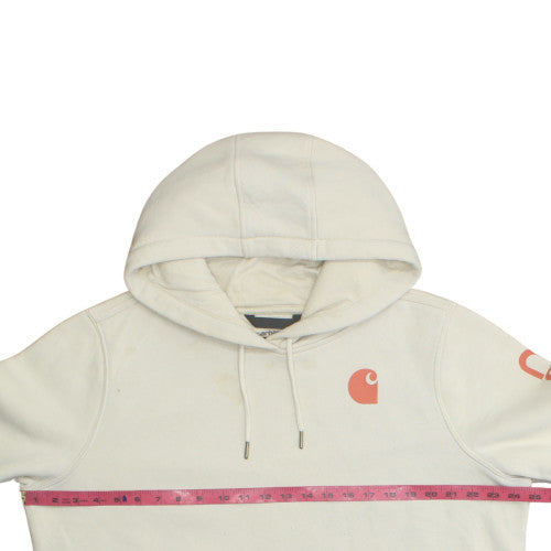 Carhartt Men Ivory XL Pullover Hoodie Relaxed Fit Fleece Logo