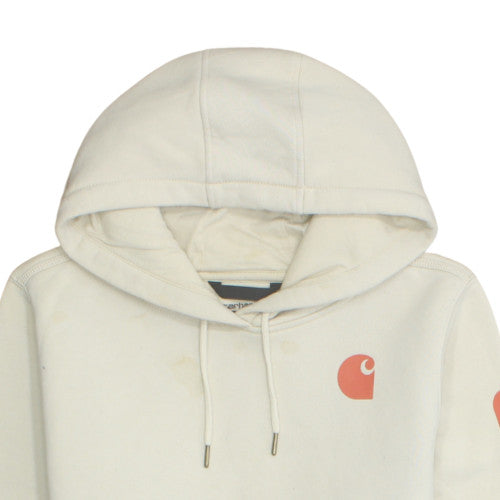 Carhartt Men Ivory XL Pullover Hoodie Relaxed Fit Fleece Logo