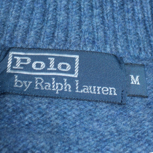 Polo Ralph Lauren Men's Blue Wool 1/4 Zip High Neck Jumper Size M