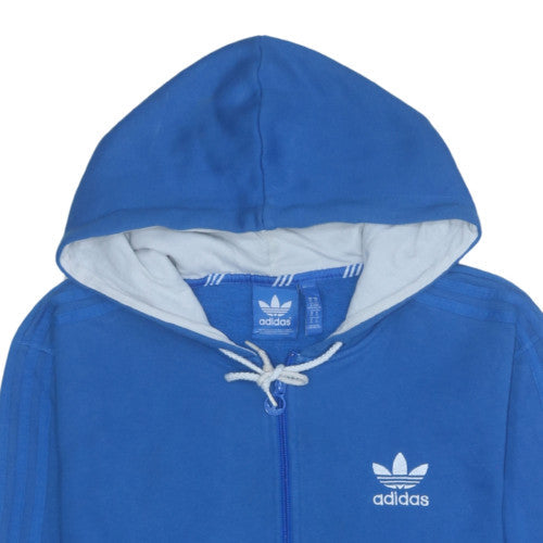 adidas Men Blue Full Zip Hoodie XL Fleece Sportswear Sweatshirt
