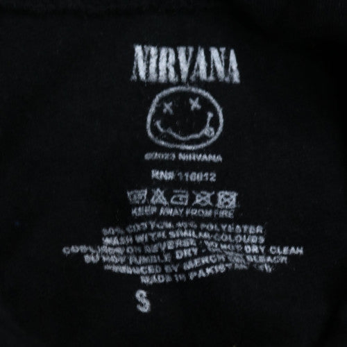Nirvana Women's Black Pullover Hoodie Small Graphic Print Cotton Blend
