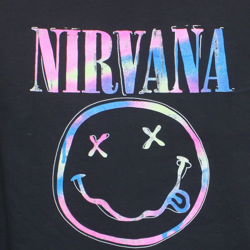Nirvana Women's Black Pullover Hoodie Small Graphic Print Cotton Blend