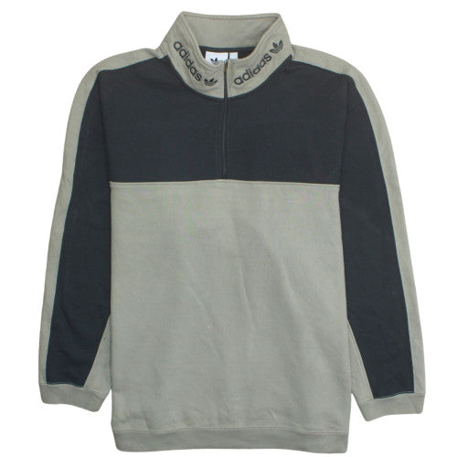 Adidas Mens Green 2XL Retro 1/4 Zip Fleece Sweatshirt
