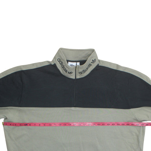 Adidas Mens Green 2XL Retro 1/4 Zip Fleece Sweatshirt