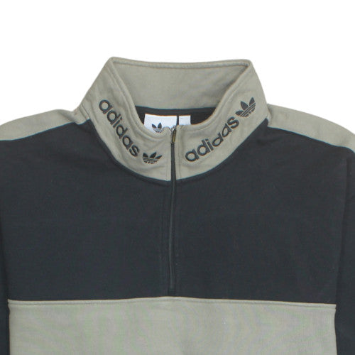 Adidas Mens Green 2XL Retro 1/4 Zip Fleece Sweatshirt