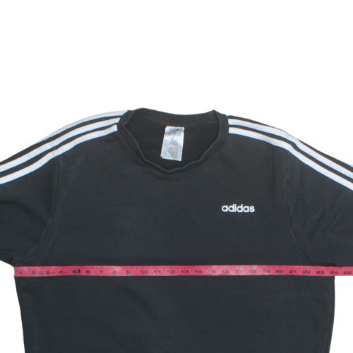 Adidas Mens Black XL Crew Neck Pullover Sweatshirt with Stripes