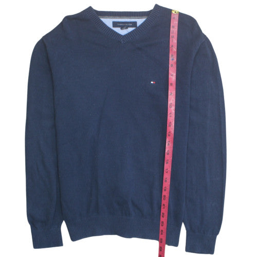 Tommy Hilfiger Men’s Blue Cotton V-Neck Pullover Jumper M